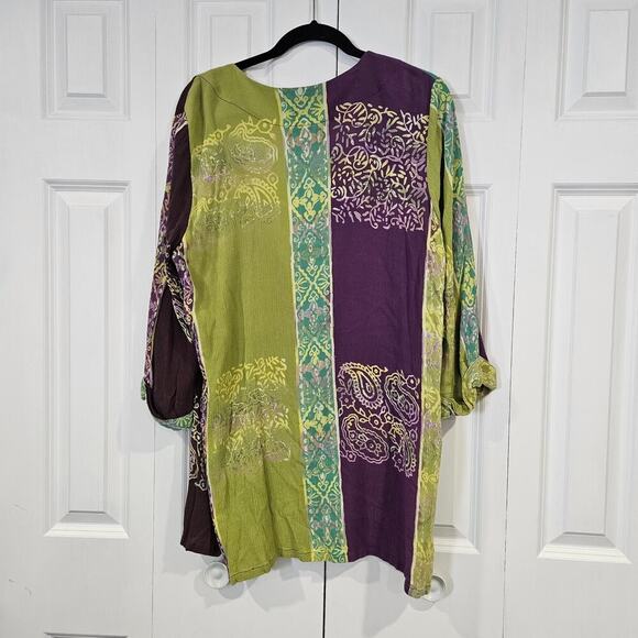 Soft Surroundings Cardigan 3x Shacket Button Batik Beach Boho Artsy Tunic - Picture 2 of 8